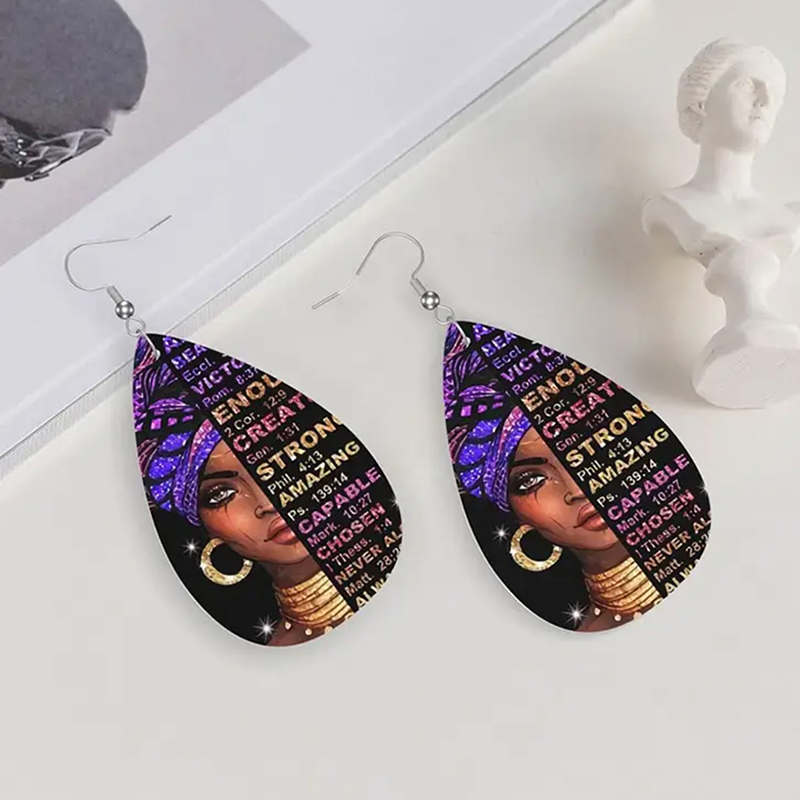 1 Paire Vêtement De Rue Lettre PU En Cuir Boucles D'oreilles display picture 4