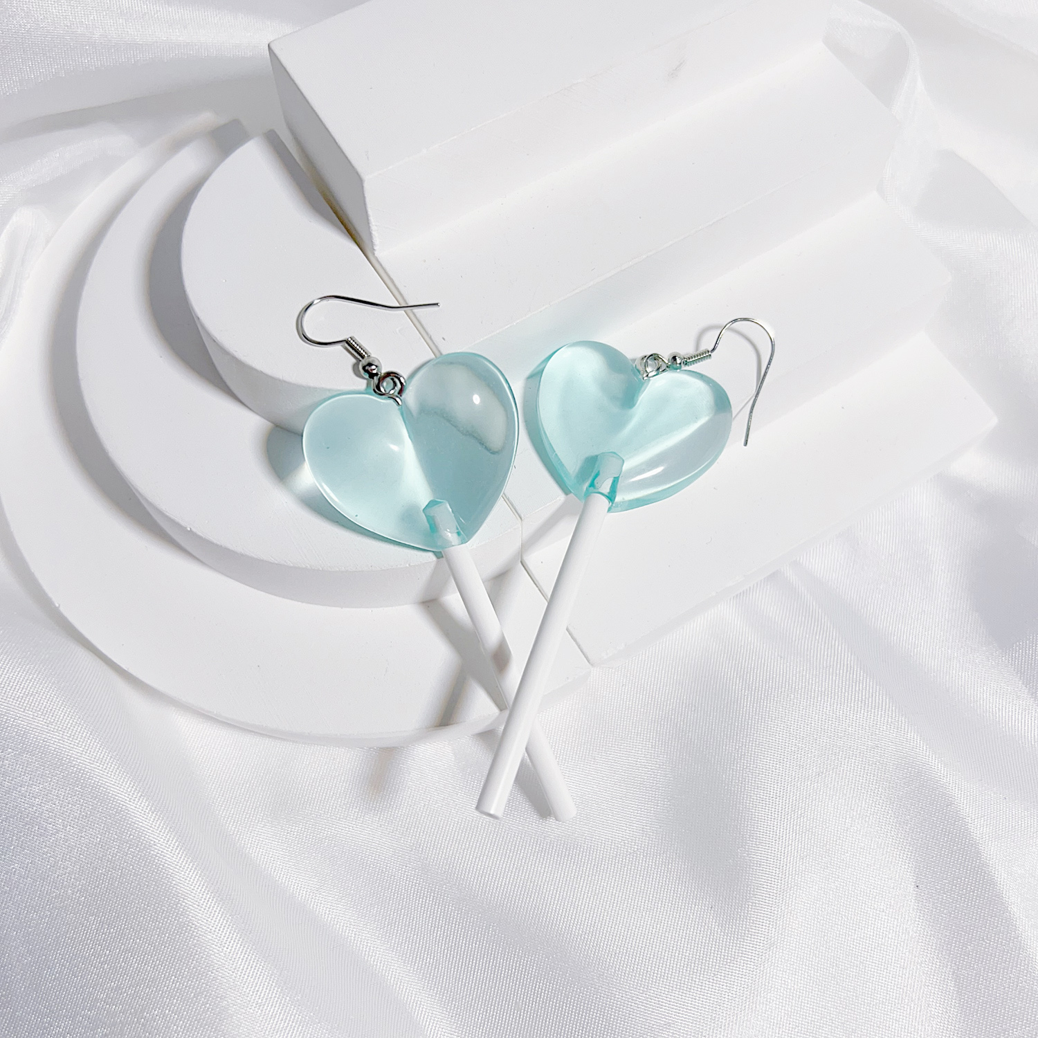 1 Pair Casual Cute Pentagram Heart Shape Transparent Soft Clay Drop Earrings display picture 4
