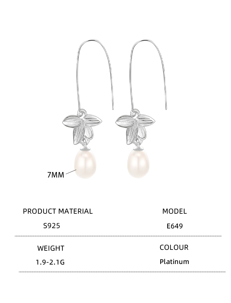 1 Pair Elegant Cute Flower Petal Plating Inlay Sterling Silver Pearl Zircon White Gold Plated Drop Earrings display picture 9
