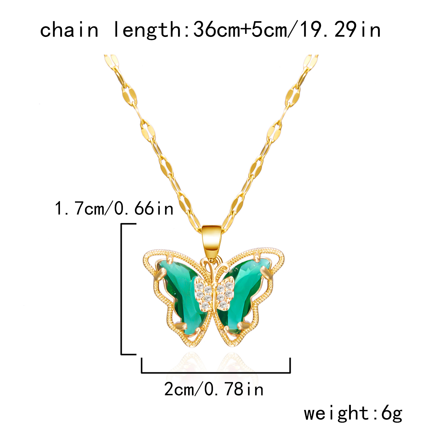 Copper IG Style Fairy Style Korean Style Inlay Butterfly Zircon Pendant Necklace display picture 10