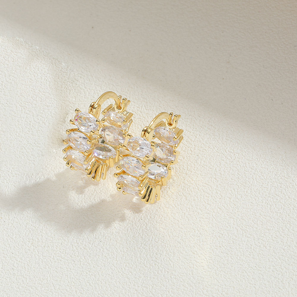 1 Paire Style Vintage Traverser Incruster Le Cuivre Zircon Plaqué Or 14K Boucles D'Oreilles display picture 9