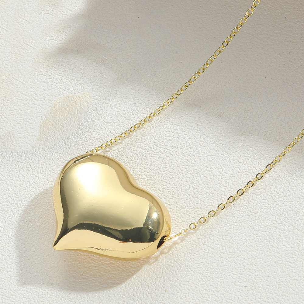 نحاس 14 كيلو مطلية بالذهب أسلوب بسيط ترصيع شكل القلب الزركون قلادة قلادة display picture 3