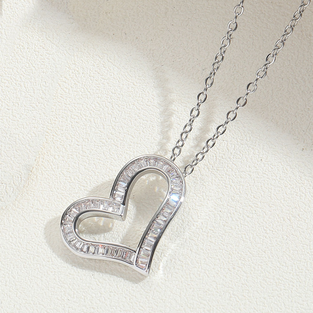 Copper 14K Gold Plated Simple Style Inlay Heart Shape Zircon Pendant Necklace display picture 2