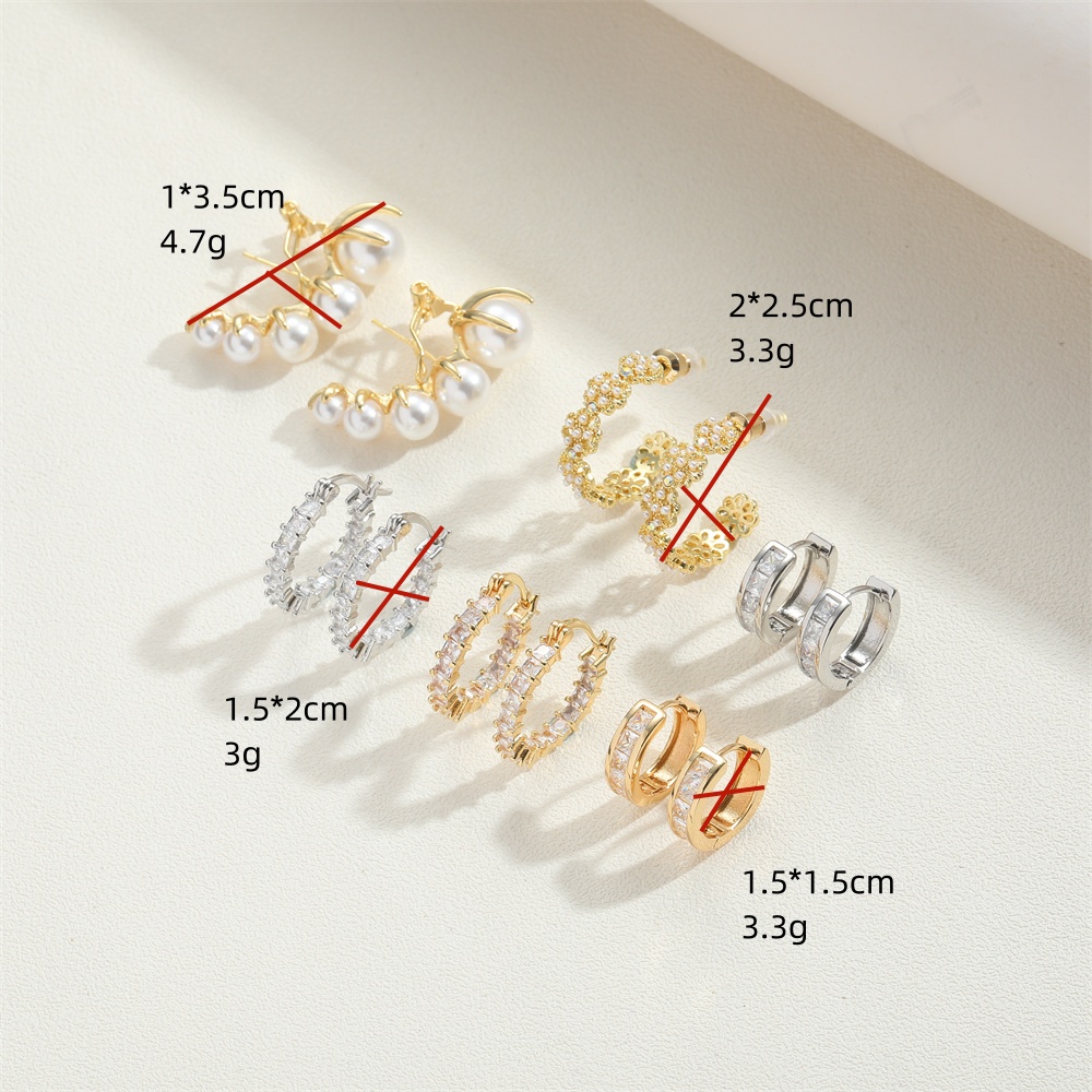 1 Pair Simple Style Flower Inlay Copper Zircon 14K Gold Plated Ear Studs display picture 9