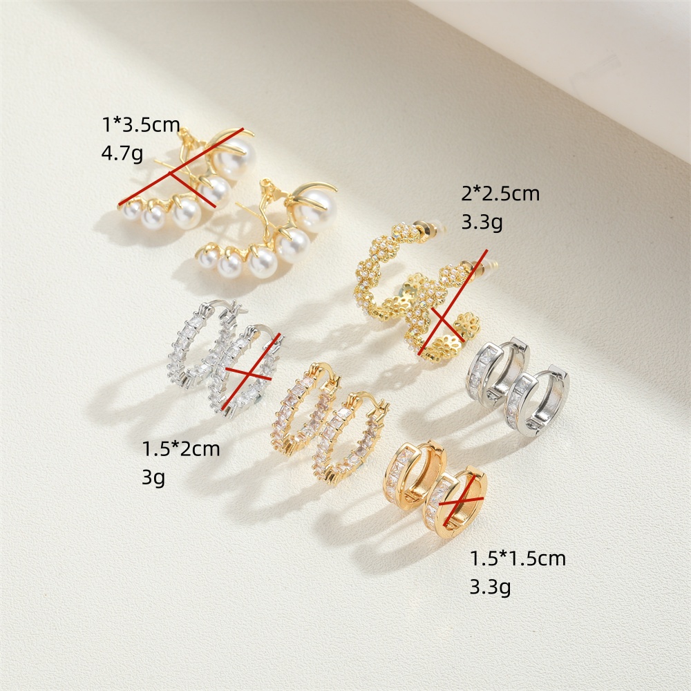 1 Paire Style Simple Fleur Incruster Le Cuivre Zircon Plaqué Or 14K Boucles D'Oreilles display picture 9