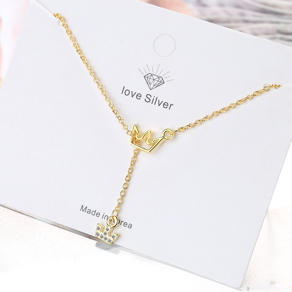 Copper Basic Modern Style Simple Style Inlay Crown Rhinestones Pendant Necklace display picture 6