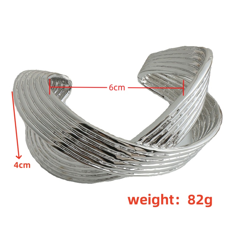 Casual Exaggerated Oversized Solid Color Gold Plated Silver Plated Copper Alloy Wholesale Bangle display picture 12