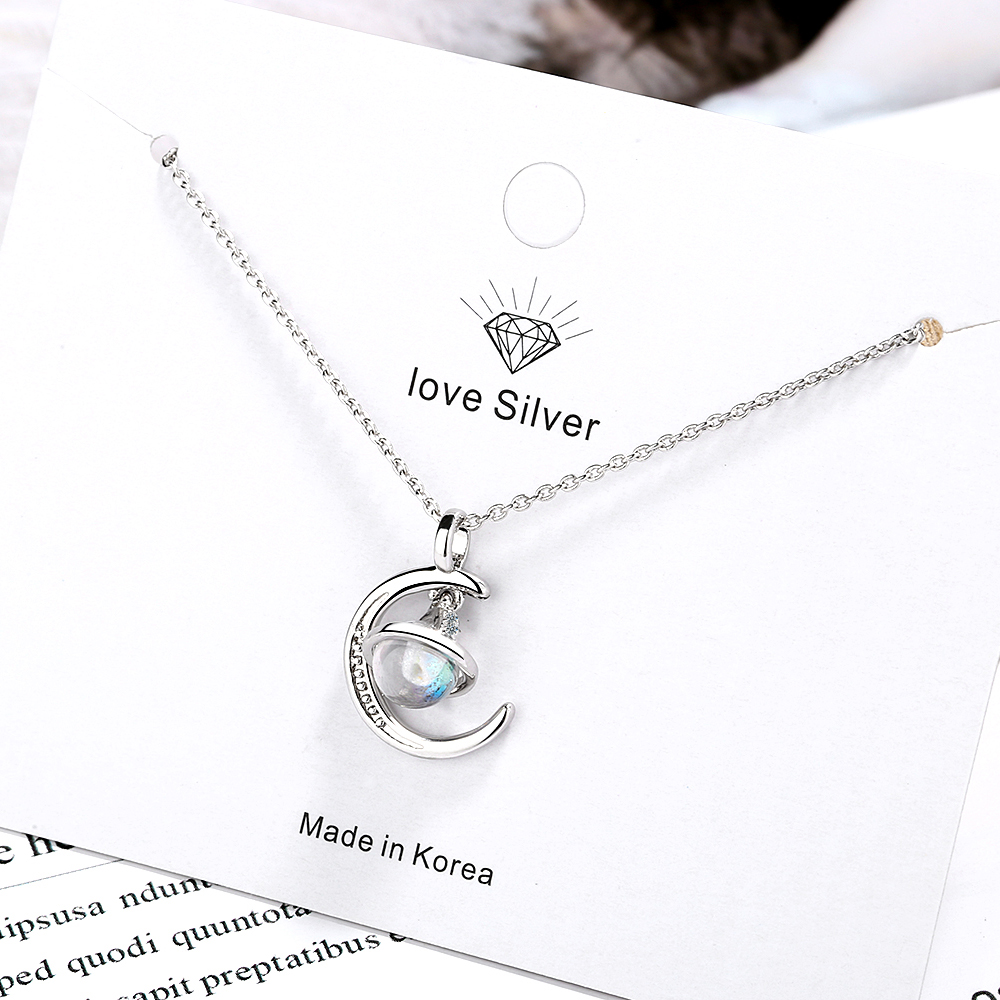 Copper IG Style Elegant Lady Inlay Moon Zircon Pendant Necklace display picture 6