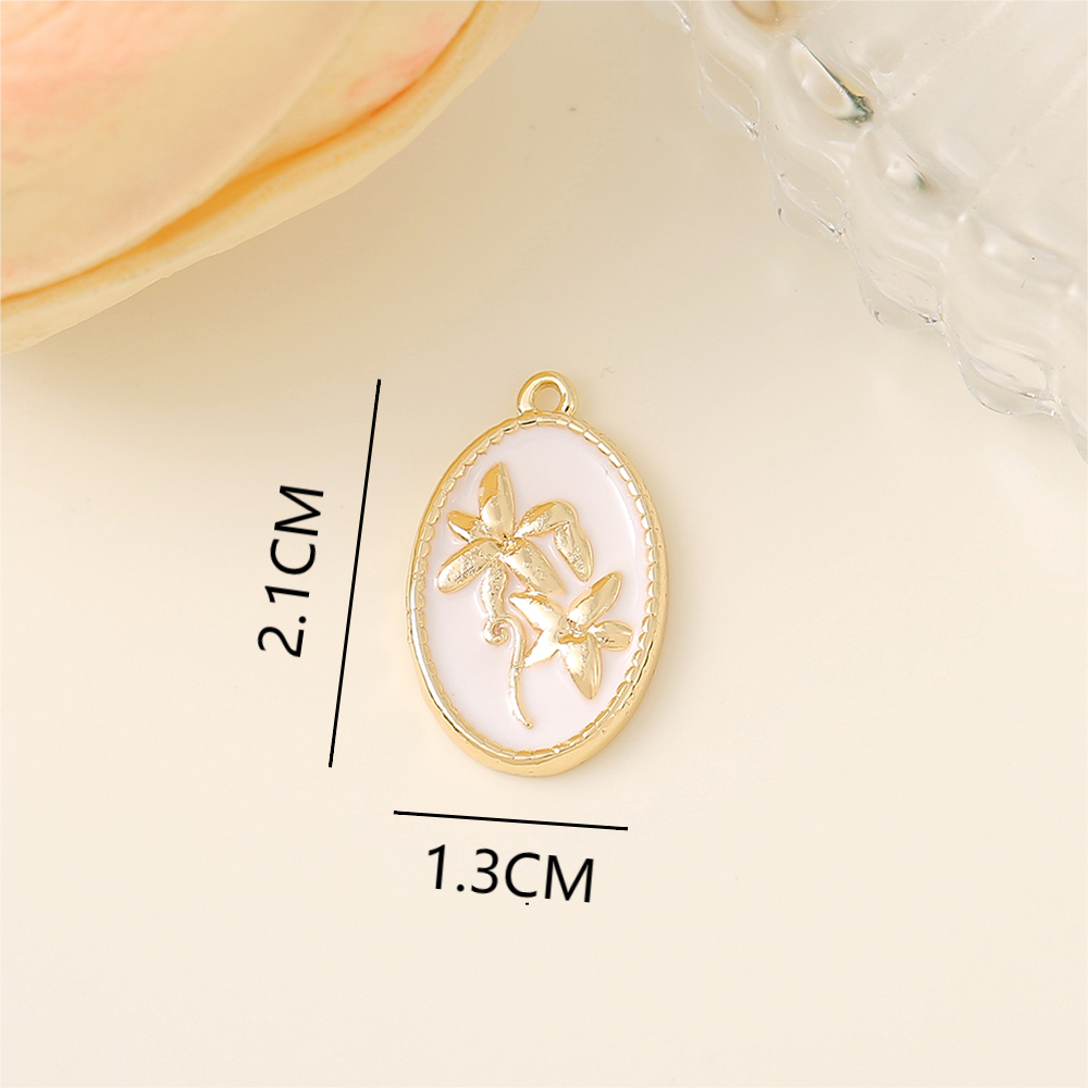 1 Piece 13 * 21mm Copper 18K Gold Plated Oval Flower Polished Pendant display picture 2