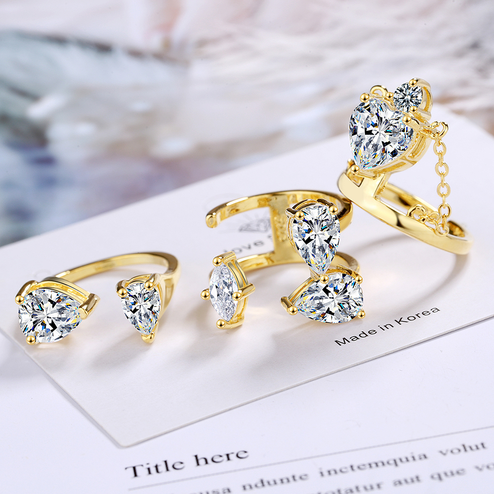 Wholesale IG Style Lady Modern Style Geometric Copper Inlay Zircon Open Rings display picture 9