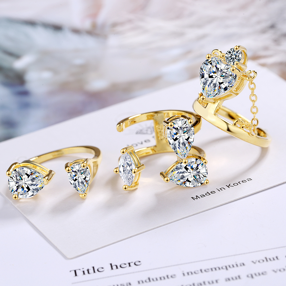 Wholesale IG Style Lady Modern Style Geometric Copper Inlay Zircon Open Rings display picture 11