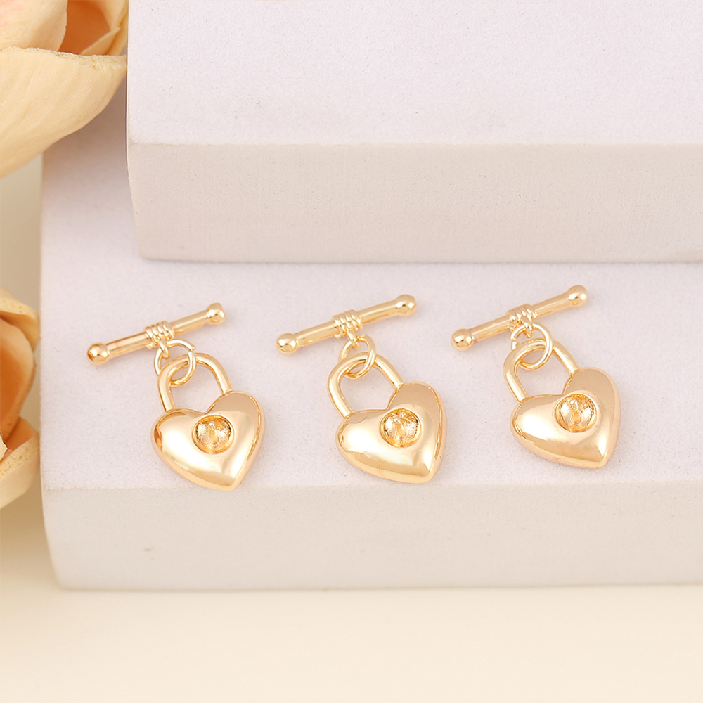 1 Piece 22*15mm Copper 18K Gold Plated Heart Shape Polished Jewelry Buckle display picture 1