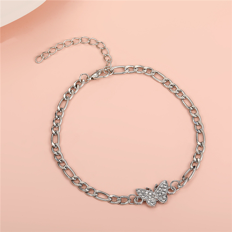 Elegant Vintage Style Simple Style Butterfly Silver Plated Zircon Alloy Wholesale Anklet display picture 3