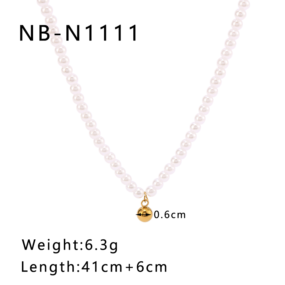 Acier Inoxydable 304 Perle Artificielle Plaqué Or 18K Style IG Élégant Romantique Perlé Rond Pendentif display picture 6