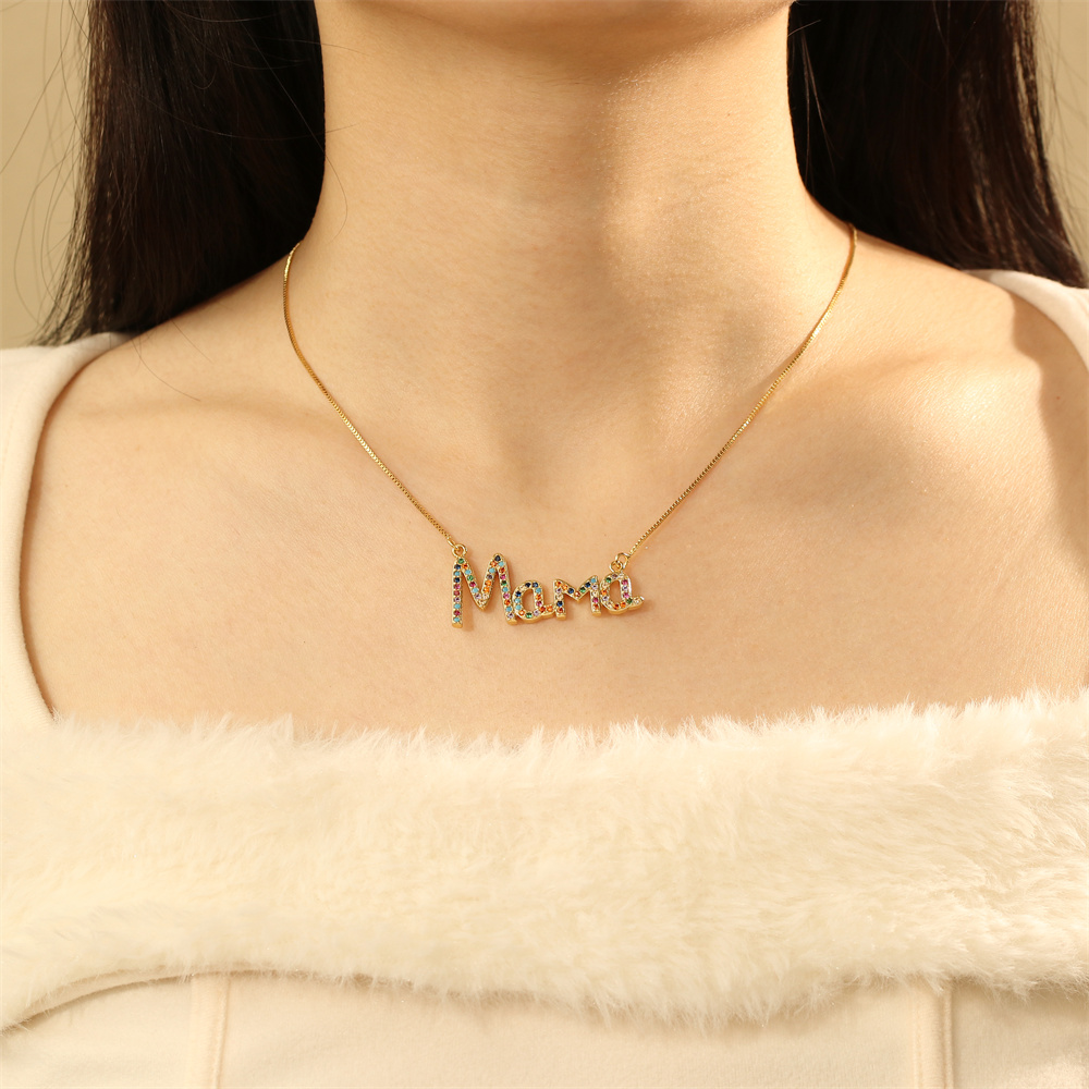 Cobre Chapados en oro de 18k Estilo IG Estilo Moderno Estilo Coreano Esmalte Embutido Carta Forma De Corazón Circón Collar Colgante display picture 10