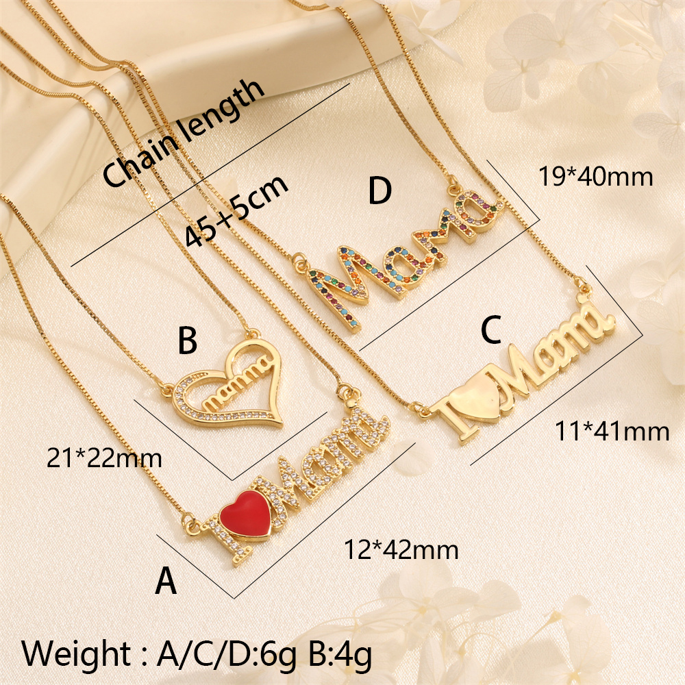 Cobre Chapados en oro de 18k Estilo IG Estilo Moderno Estilo Coreano Esmalte Embutido Carta Forma De Corazón Circón Collar Colgante display picture 12