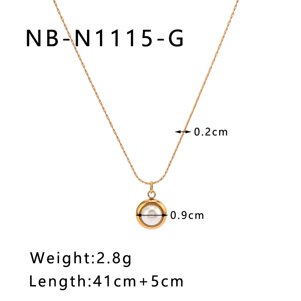 304 Stainless Steel 18K Gold Plated IG Style Romantic Simple Style Three-dimensional Inlay Round Pearl Pendant Necklace display picture 7