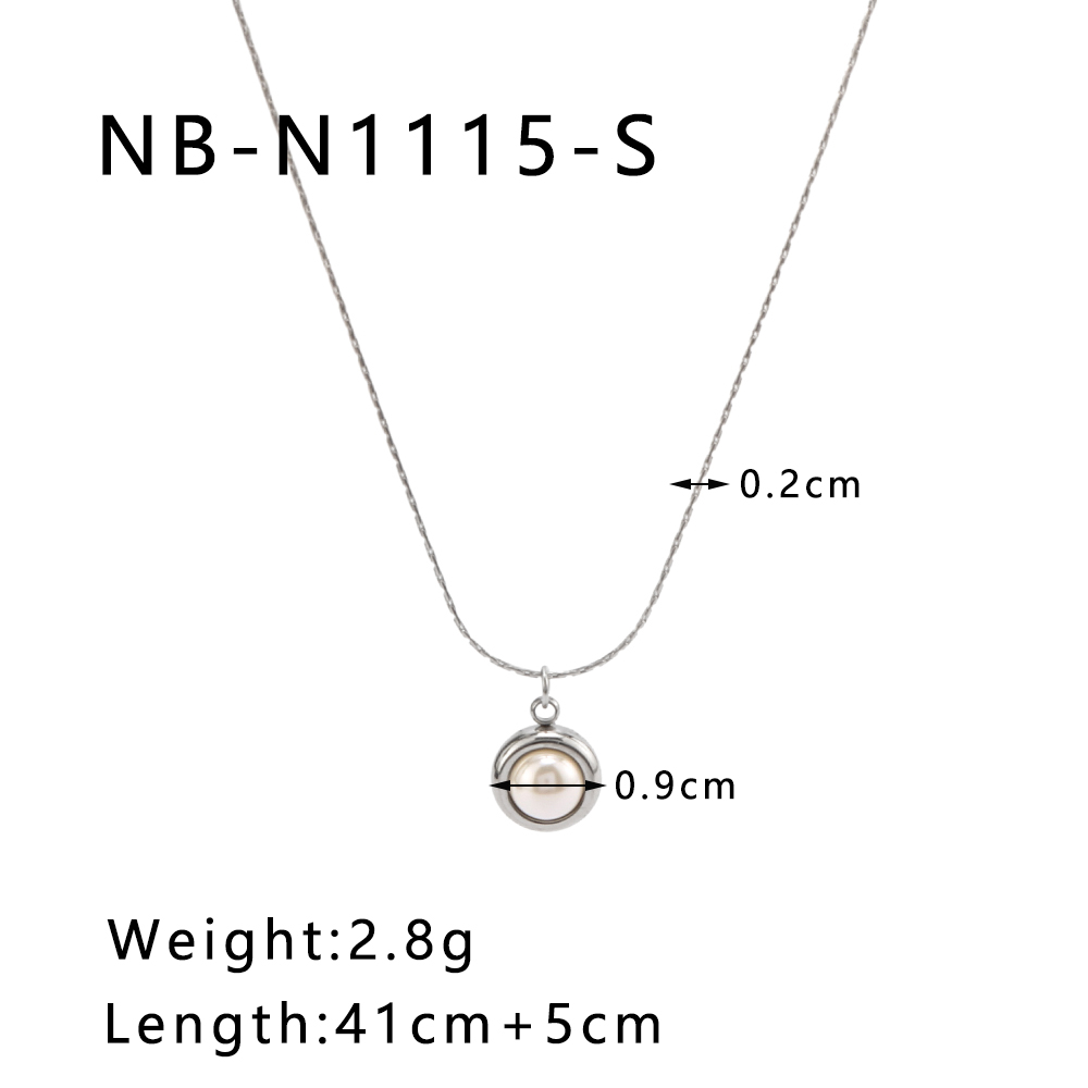 304 Stainless Steel 18K Gold Plated IG Style Romantic Simple Style Three-dimensional Inlay Round Pearl Pendant Necklace display picture 8