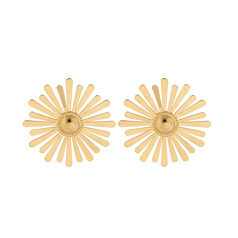 1 Pair IG Style Casual Chrysanthemum Alloy Gold Plated Ear Studs display picture 3