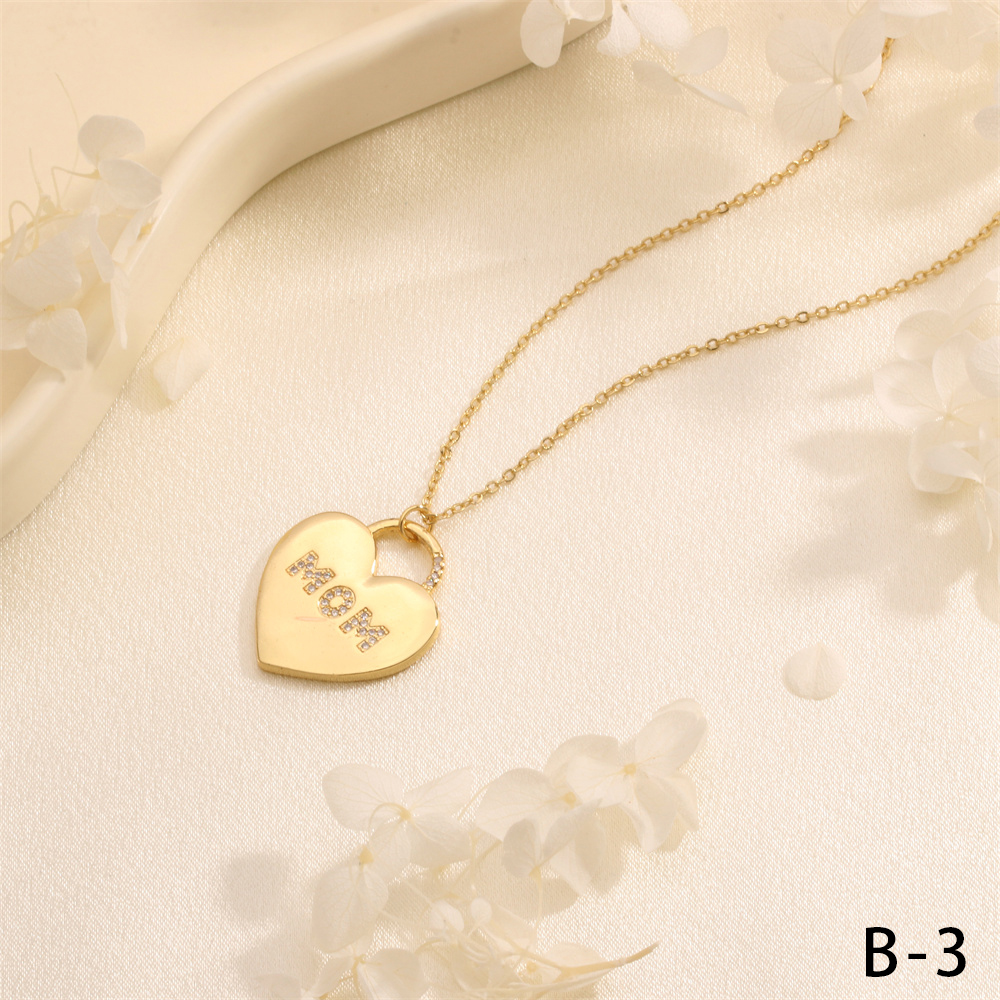 Copper Elegant Lady Modern Style Inlay Letter Heart Shape Zircon Pendant Necklace display picture 7