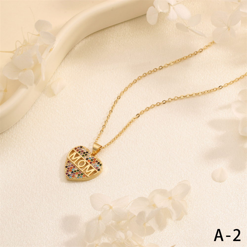 Copper Elegant Lady Modern Style Inlay Letter Heart Shape Zircon Pendant Necklace display picture 2
