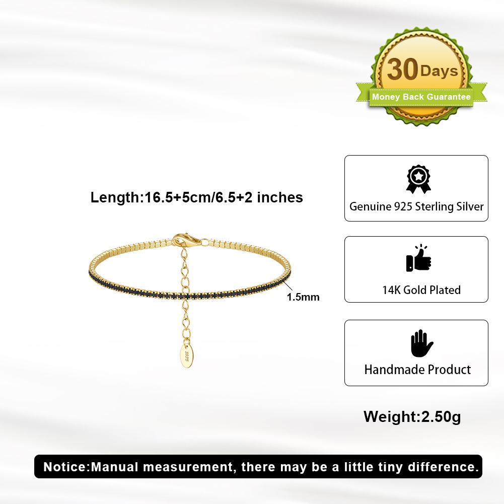 Argent Sterling Glamour Style Simple Placage Incruster Rond Zircon Bracelet Tennis display picture 2