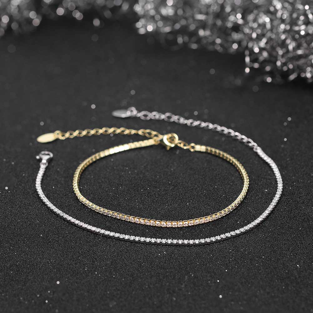 Argent Sterling Glamour Style Simple Placage Incruster Rond Zircon Bracelet Tennis display picture 3