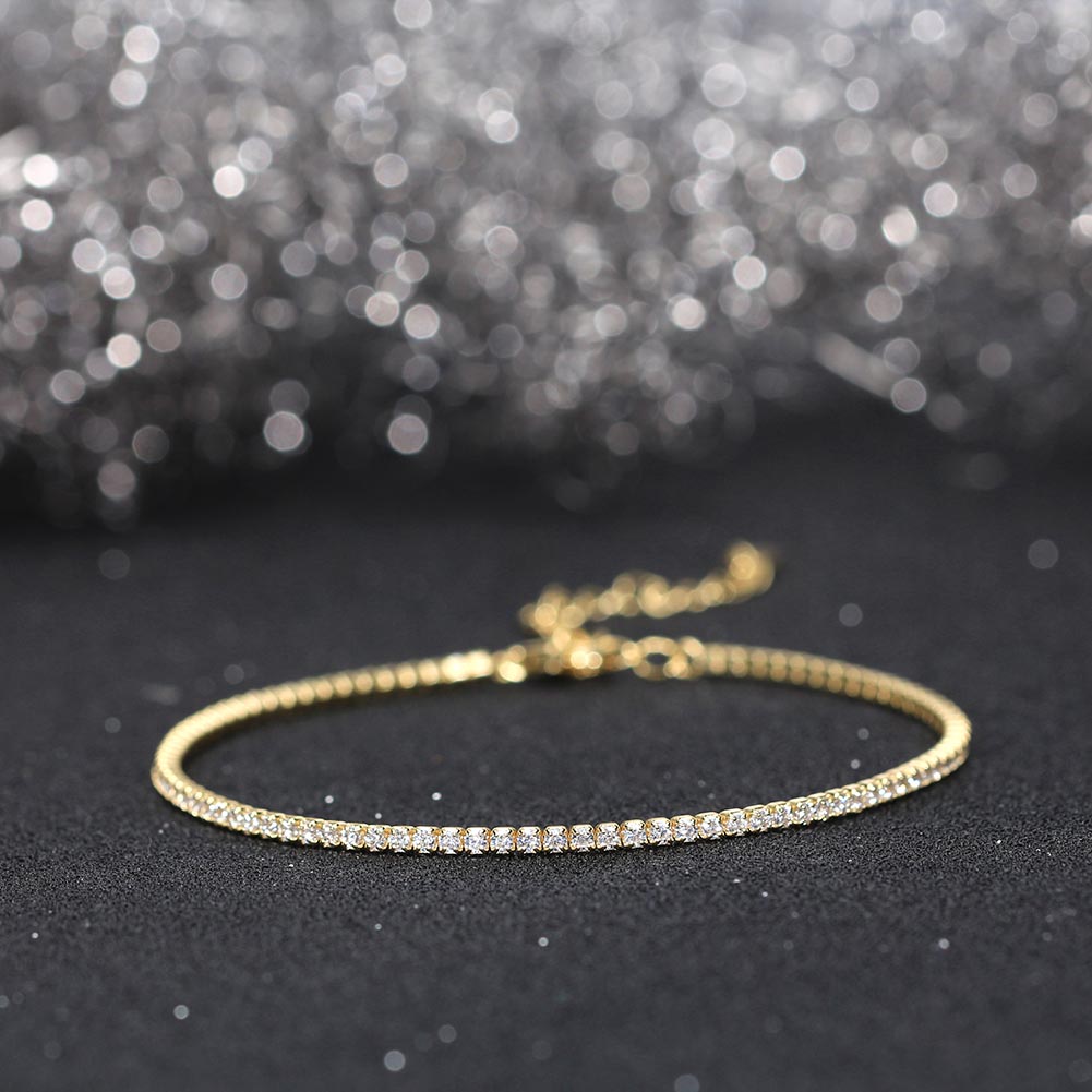 Argent Sterling Glamour Style Simple Placage Incruster Rond Zircon Bracelet Tennis display picture 11
