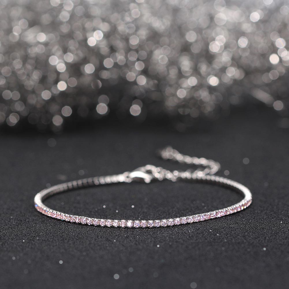 Argent Sterling Glamour Style Simple Placage Incruster Rond Zircon Bracelet Tennis display picture 14