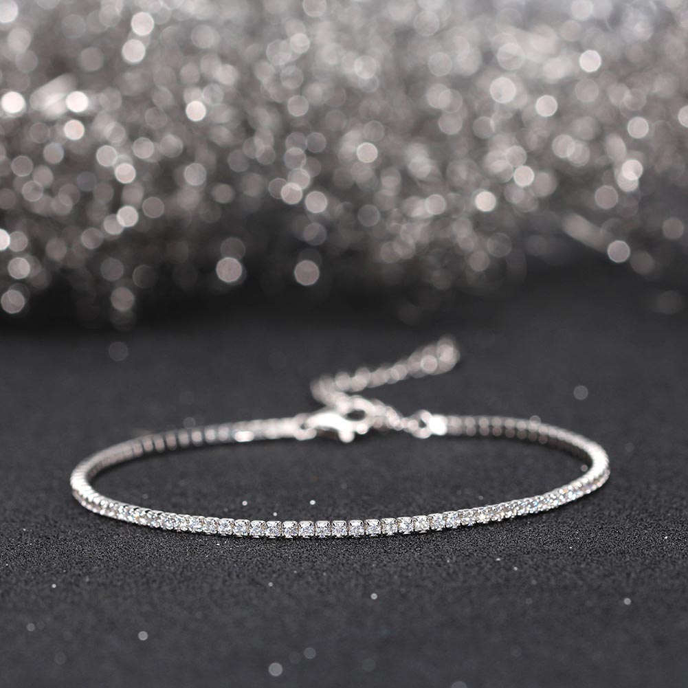 Argent Sterling Glamour Style Simple Placage Incruster Rond Zircon Bracelet Tennis display picture 13