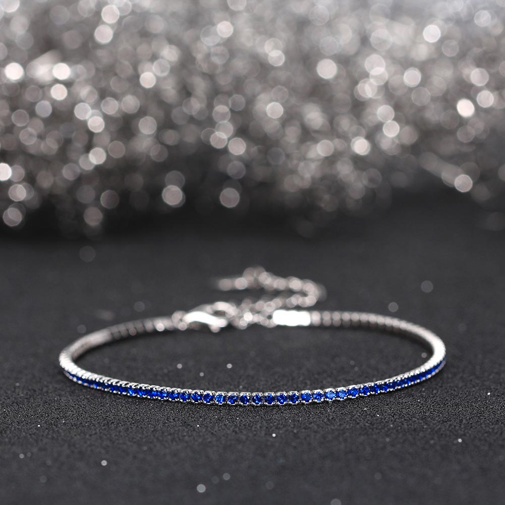 Argent Sterling Glamour Style Simple Placage Incruster Rond Zircon Bracelet Tennis display picture 10