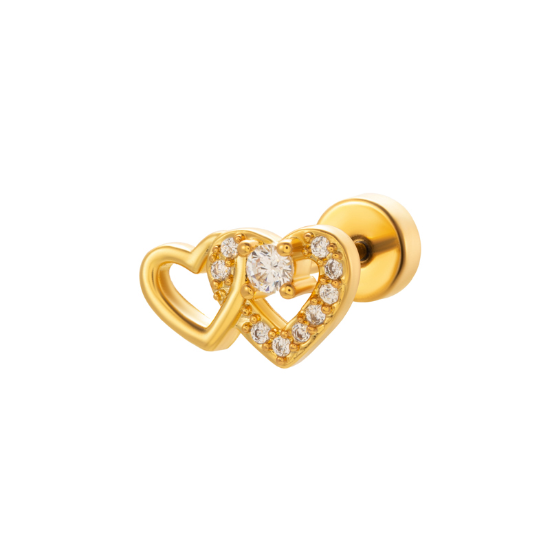 1 Piece Ear Cartilage Rings & Studs Simple Style Classic Style Heart Shape Snake Butterfly Copper Polishing Inlay Zircon 18K Gold Plated Ear Cartilage Rings & Studs display picture 5