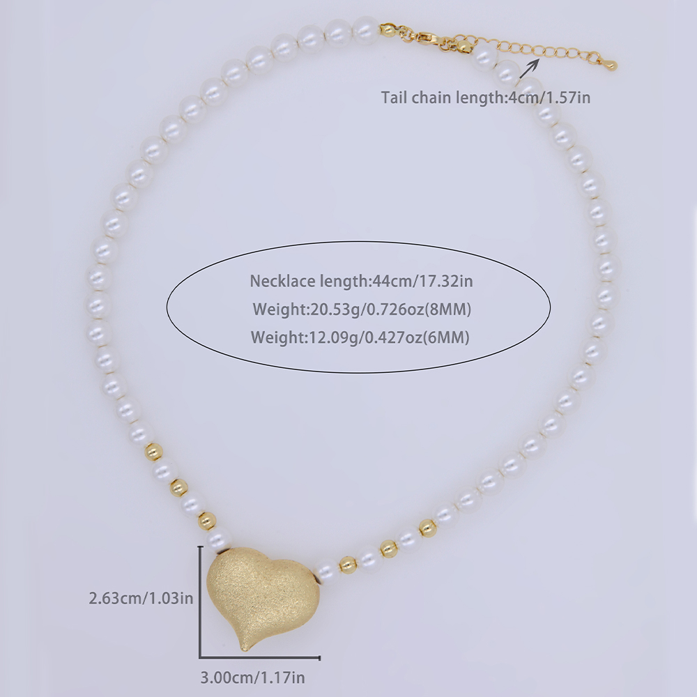 Simple Style Classic Style Heart Shape Artificial Pearl Plastic Copper Beaded 18K Gold Plated Women's Necklace display picture 1