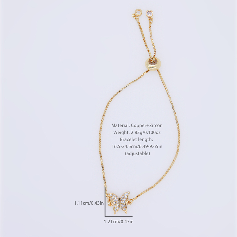 Cobre Chapados en oro de 18k Blanco Oro Plateado Estilo IG Embutido Mariposa Circón Pulsera display picture 1