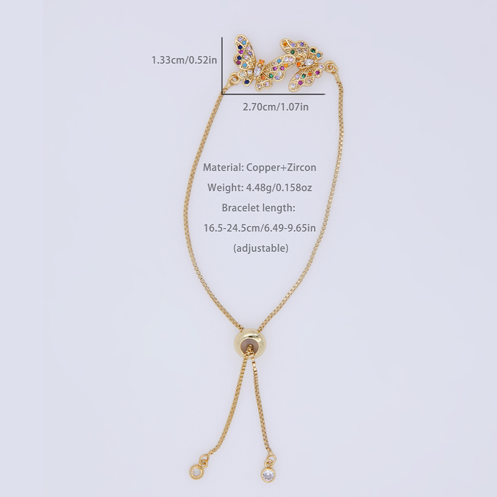 Le Cuivre Plaqué Or 18K Or Blanc Plaqué Style IG Incruster Papillon Zircon Bracelets display picture 1