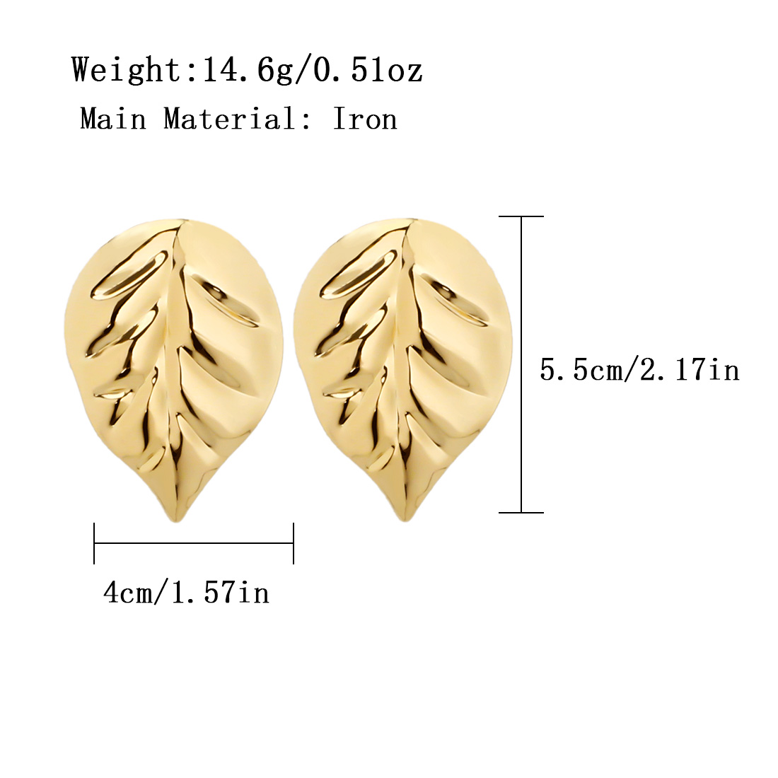 1 Paire Rétro Commuer Feuilles Placage Le Fer Plaqué Or Boucles D'Oreilles display picture 1