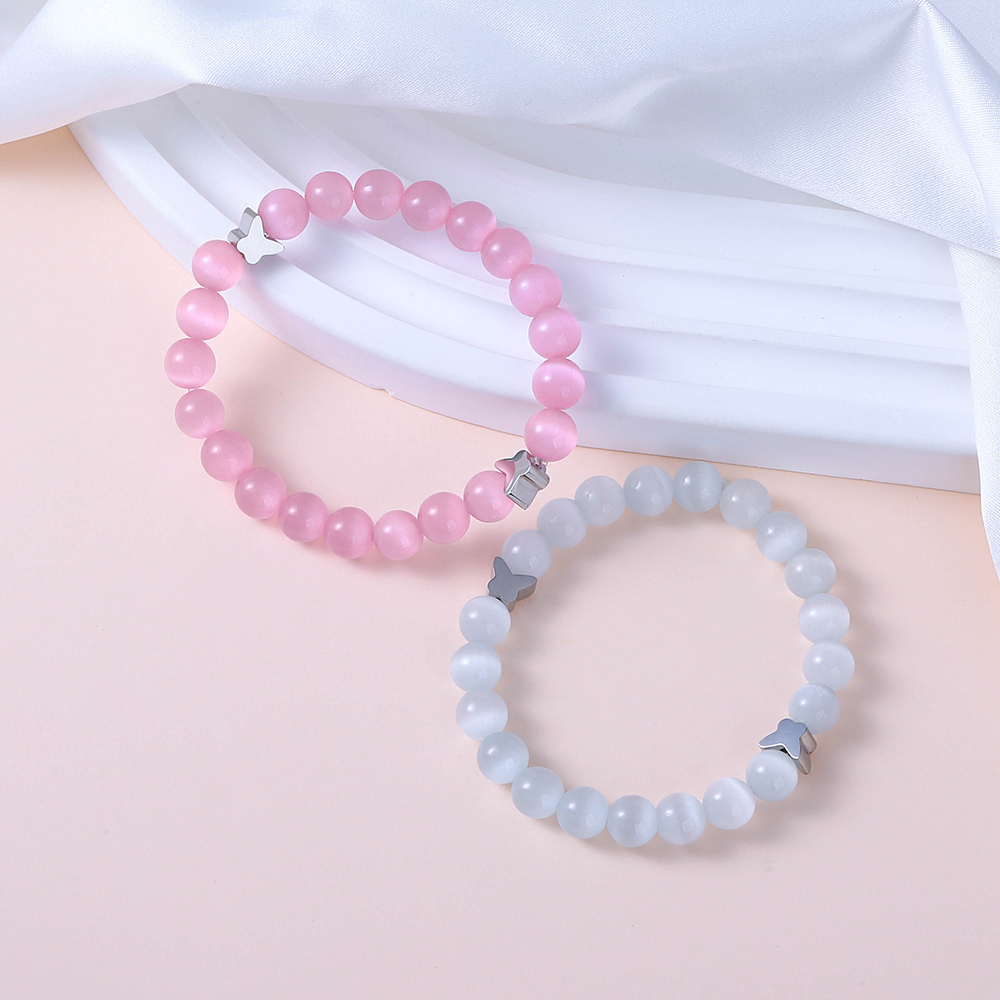 Sucré Style Simple Papillon Acier Inoxydable 304 Opale Bracelets En Masse display picture 4