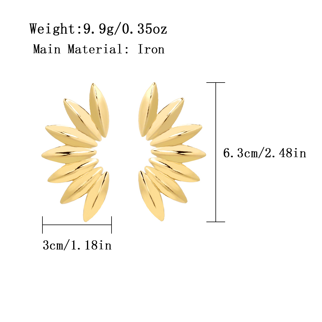 1 Pair Sweet Simple Style Leaves Plating Iron Gold Plated Ear Studs display picture 1
