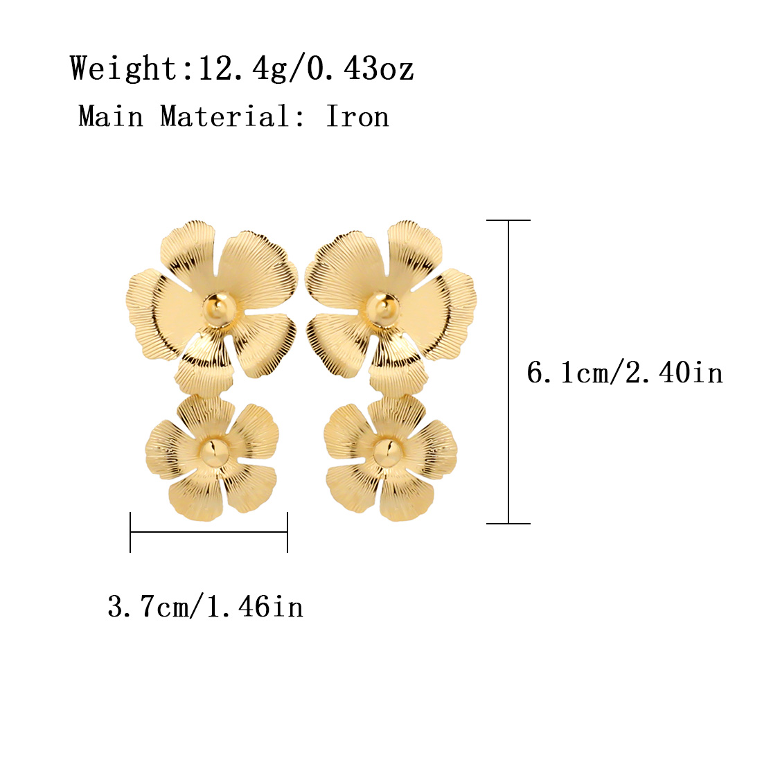 1 Pair Elegant Sweet Commute Flower Plating Iron Gold Plated Drop Earrings display picture 1