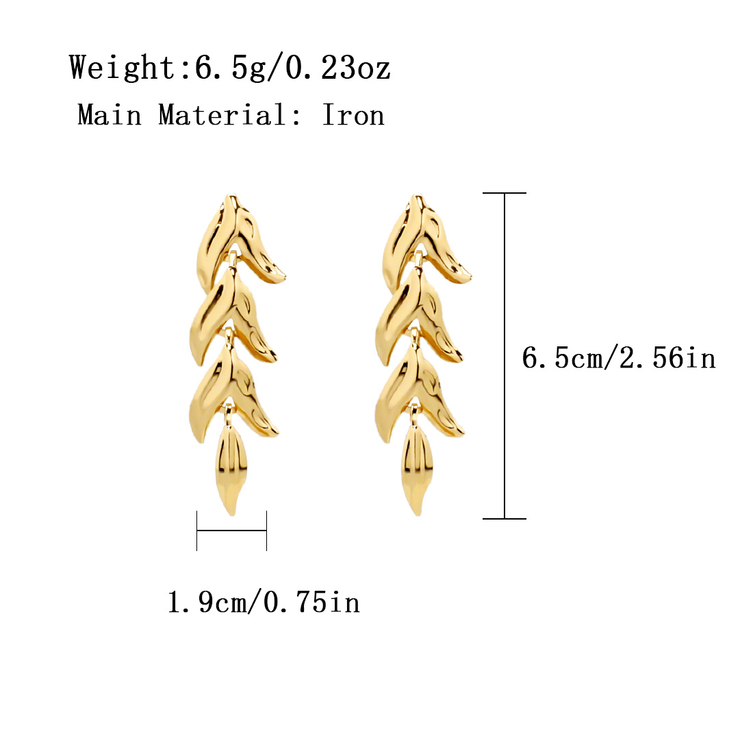 1 Pair Elegant Sweet Fish Tail Plating Iron Gold Plated Drop Earrings display picture 1