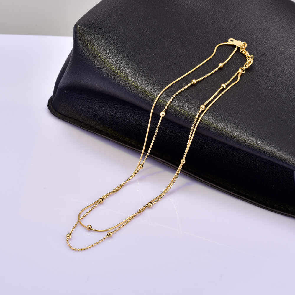 Titan Stahl 18 Karat Vergoldet Elegant Einfacher Stil Überzug Einfarbig Doppellagige Halsketten display picture 7