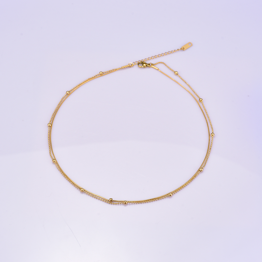 Acero Titanio Chapados en oro de 18k Elegante Estilo Simple Enchapado Color Sólido Collares De Doble Capa display picture 4