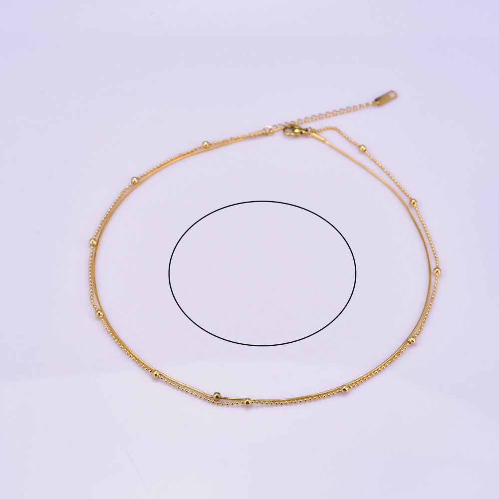 Acero Titanio Chapados en oro de 18k Elegante Estilo Simple Enchapado Color Sólido Collares De Doble Capa display picture 5