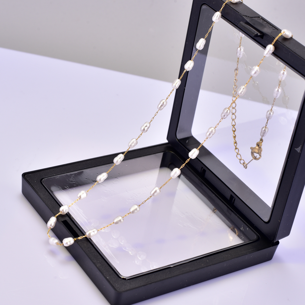 Elegant Einfacher Stil Geometrisch Perlen Des Barock Titan Stahl 18 Karat Vergoldet Frau Halskette display picture 5
