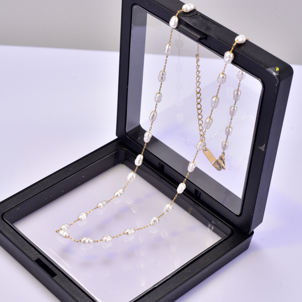 Elegant Einfacher Stil Geometrisch Perlen Des Barock Titan Stahl 18 Karat Vergoldet Frau Halskette display picture 4