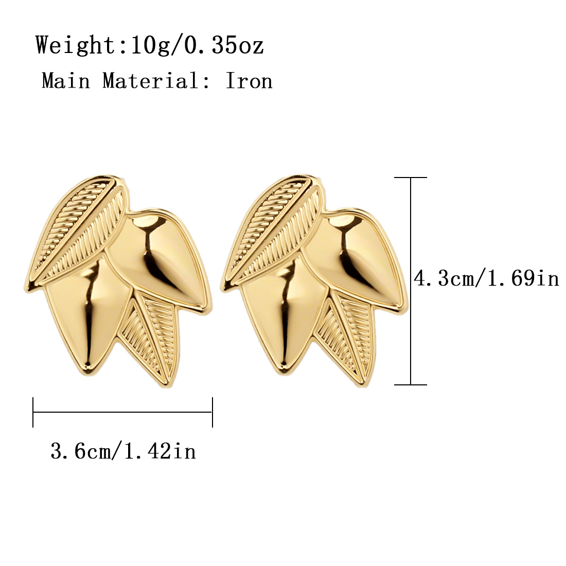 1 Pair Retro Sweet Commute Leaves Plating Iron Gold Plated Ear Studs display picture 1