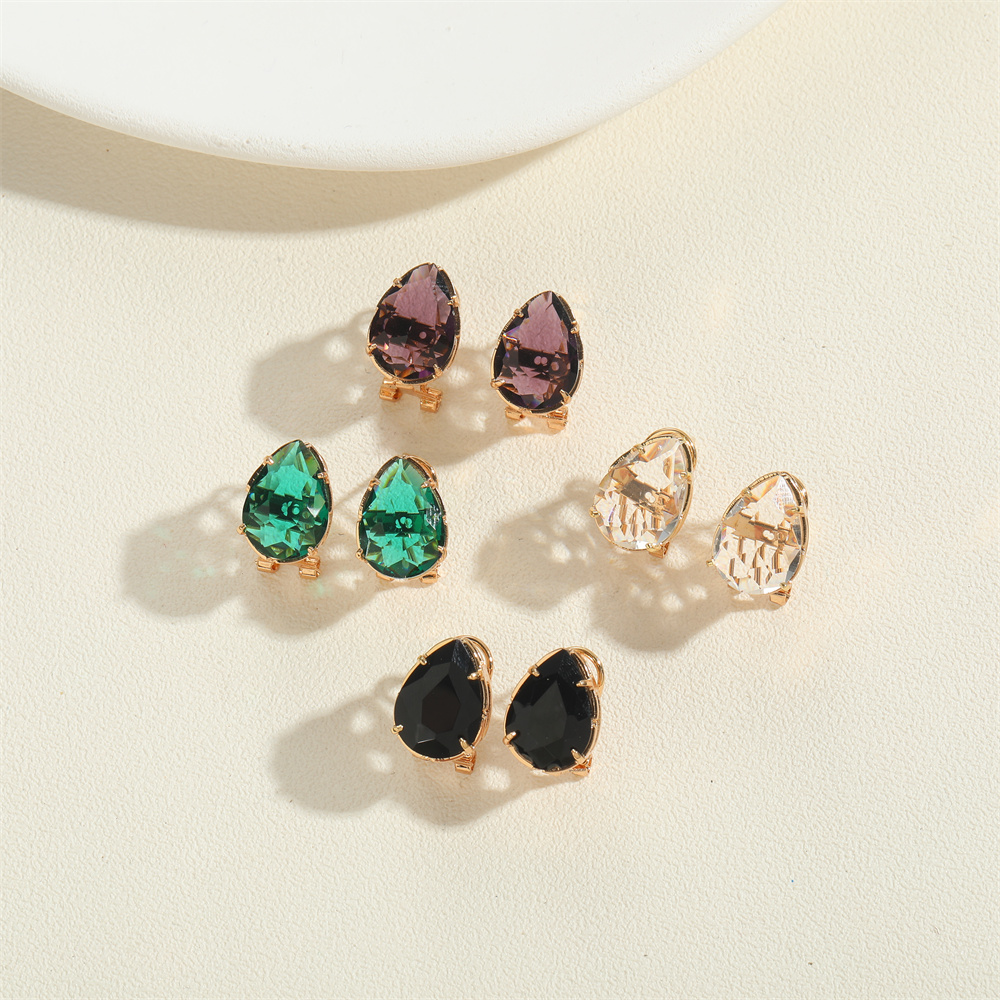 1 Pair Vintage Style Simple Style Commute Water Droplets Inlay Copper Zircon 14K Gold Plated Ear Studs display picture 4