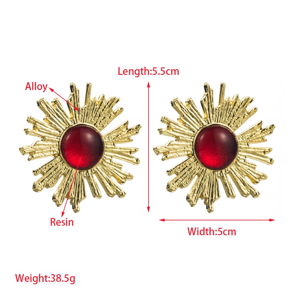 1 Pair Luxurious Flower Plating Inlay Alloy Resin Resin Gold Plated Ear Studs display picture 1