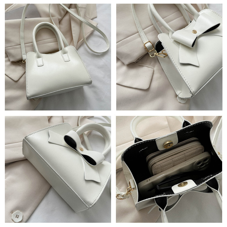 Women's PVC Pu Leather Bow Knot Elegant Square Zipper Magnetic Buckle Handbag display picture 2