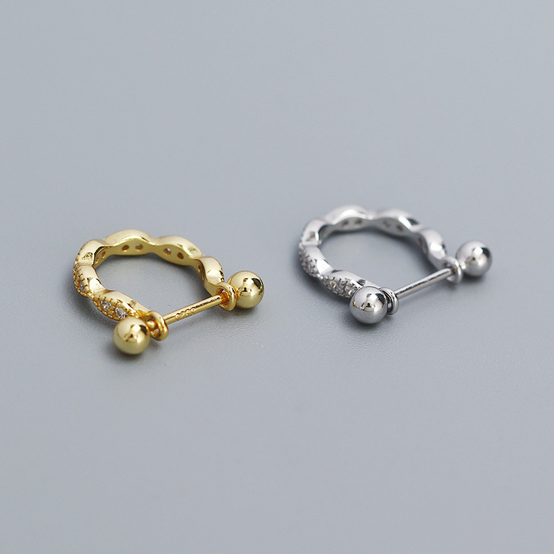 1 Paar IG-Stil Einfacher Stil Geometrisch Überzug Inlay Sterling Silber Künstlicher Diamant Ohrringe display picture 1